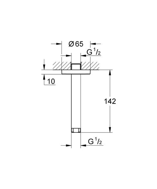 Immagine di Grohe RAINSHOWER braccio a soffitto per soffione doccia, lunghezza 14 cm, finitura cromo 28724000