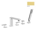 Immagine di Gessi ELEGANZA gruppo bordo vasca cinque fori con bocca di erogazione con deviatore e flessibile 1,50 m finitura gold CCP 46040#080