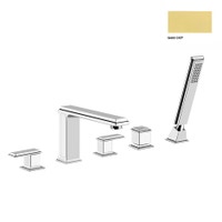 Immagine di Gessi ELEGANZA gruppo bordo vasca cinque fori con bocca di erogazione con deviatore e flessibile 1,50 m finitura gold CCP 46040#080