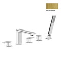 Immagine di Gessi ELEGANZA gruppo bordo vasca cinque fori con bocca di erogazione con deviatore e flessibile 1,50 m finitura gold brushed CCP  46040#087