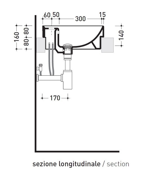 Immagine di Flaminia TWIN SET 42 lavabo monoforo 42 cm da incasso, con piano rubinetteria, colore bianco finitura lucido 5055/42