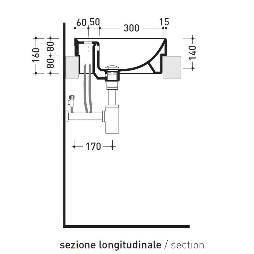 Immagine di Flaminia TWIN SET 42 lavabo monoforo 42 cm da incasso, con piano rubinetteria, colore bianco finitura lucido 5055/42