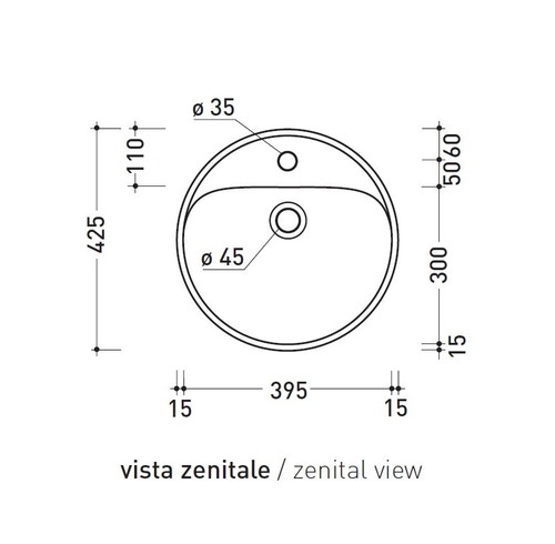 Immagine di Flaminia TWIN SET 42 lavabo monoforo 42 cm da incasso, con piano rubinetteria, colore bianco finitura lucido 5055/42