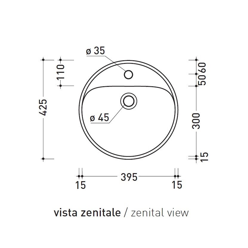 Immagine di Flaminia TWIN SET 42 lavabo monoforo 42 cm da incasso, con piano rubinetteria, colore bianco finitura lucido 5055/42