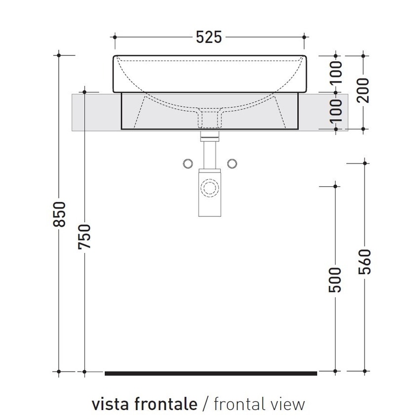 Immagine di Flaminia TWIN SET 52 lavabo 52 cm da incasso, monoforo, con troppopieno, colore bianco finitura lucido 5055