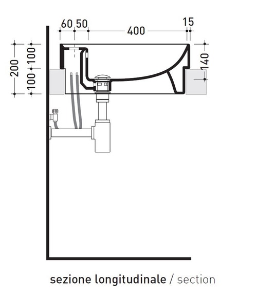 Immagine di Flaminia TWIN SET 52 lavabo 52 cm da incasso, monoforo, con troppopieno, colore bianco finitura lucido 5055