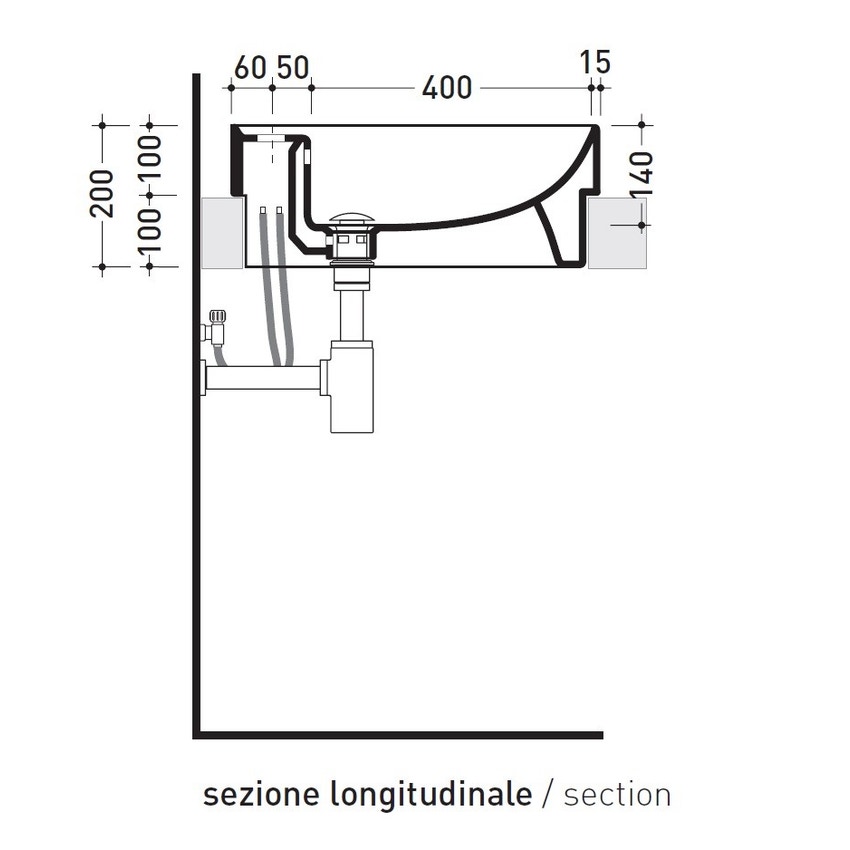 Immagine di Flaminia TWIN SET 52 lavabo 52 cm da incasso, monoforo, con troppopieno, colore bianco finitura lucido 5055