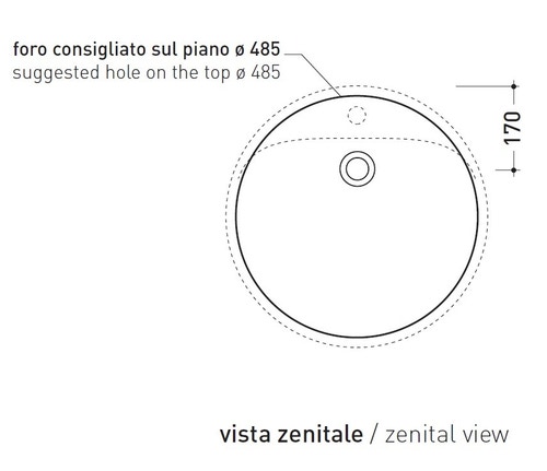 Immagine di Flaminia TWIN SET 52 lavabo 52 cm da incasso, monoforo, con troppopieno, colore bianco finitura lucido 5055