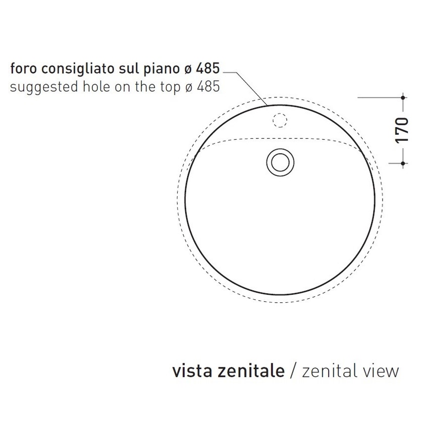 Immagine di Flaminia TWIN SET 52 lavabo 52 cm da incasso, monoforo, con troppopieno, colore bianco finitura lucido 5055