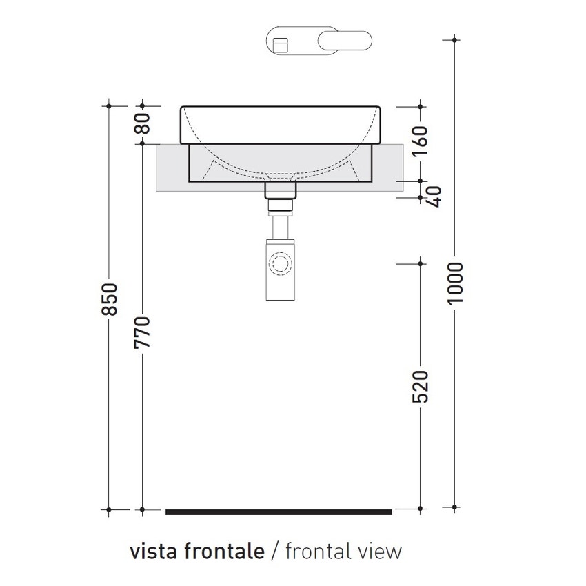 Immagine di Flaminia TWIN SET 42 lavabo 42 cm da incasso, senza piano rubinetteria, colore bianco finitura lucido 5055/42C