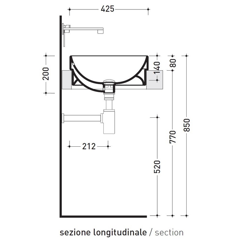 Immagine di Flaminia TWIN SET 42 lavabo 42 cm da incasso, senza piano rubinetteria, colore bianco finitura lucido 5055/42C
