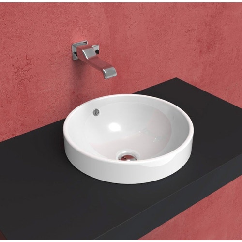 Immagine di Flaminia TWIN SET 42 lavabo 42 cm da incasso, senza piano rubinetteria, colore bianco finitura lucido 5055/42C