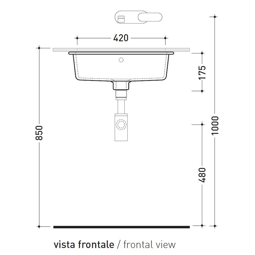 Immagine di Flaminia TWIN SET 42 lavabo 42 cm sottopiano, con troppopieno, colore bianco finitura lucido 5057