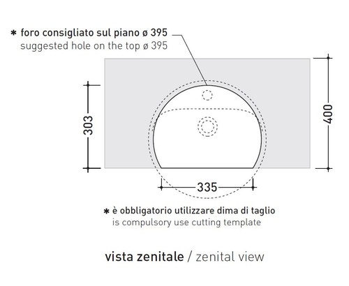 Immagine di Flaminia TWIN SET 42 lavabo 42 cm semincasso, monoforo, con troppopieno, colore bianco finitura lucido 5054/42