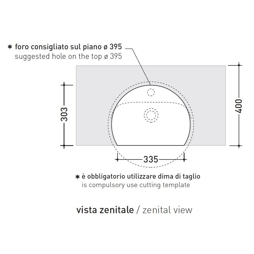 Immagine di Flaminia TWIN SET 42 lavabo 42 cm semincasso, monoforo, con troppopieno, colore bianco finitura lucido 5054/42