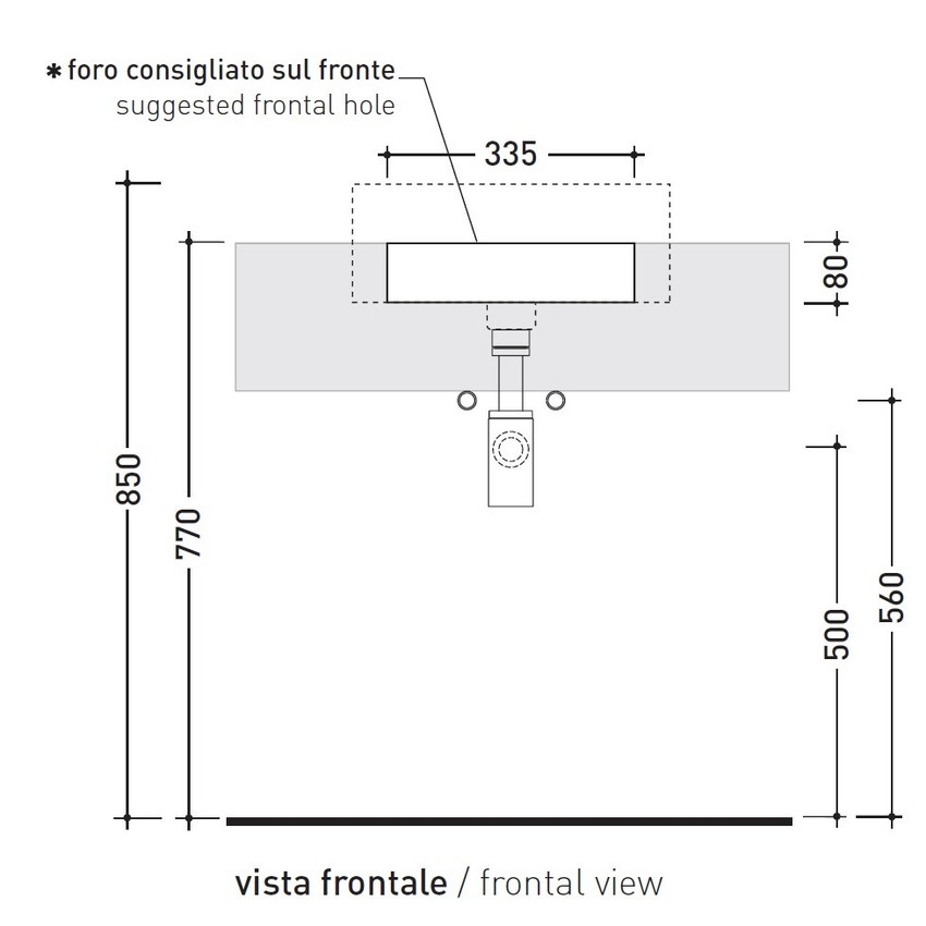 Immagine di Flaminia TWIN SET 42 lavabo 42 cm semincasso, monoforo, con troppopieno, colore bianco finitura lucido 5054/42