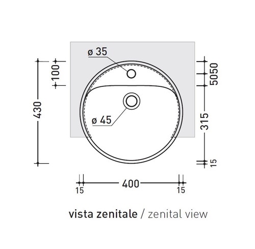 Immagine di Flaminia TWIN SET 42 lavabo 42 cm semincasso, monoforo, con troppopieno, colore bianco finitura lucido 5054/42