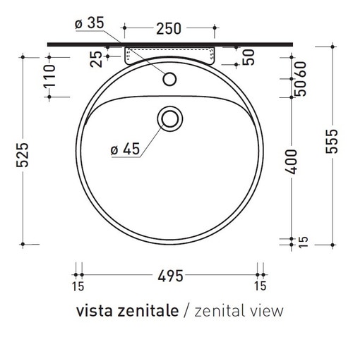 Immagine di Flaminia TWIN SET 52 lavabo sospeso 52 cm, monoforo, con troppopieno, colore bianco finitura lucido 5050/S