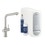 Immagine di Grohe BLUE HOME sistema completo rubinetto bocca a L e refrigeratore con sistema WiFi, finitura cromo satinato  31454DC1