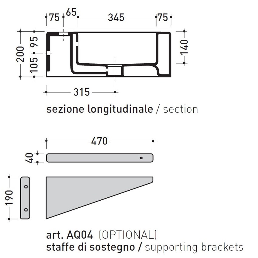 Immagine di Flaminia ACQUAGRANDE 100 lavabo da appoggio o sospeso 100 cm, colore bianco finitura lucido 5051