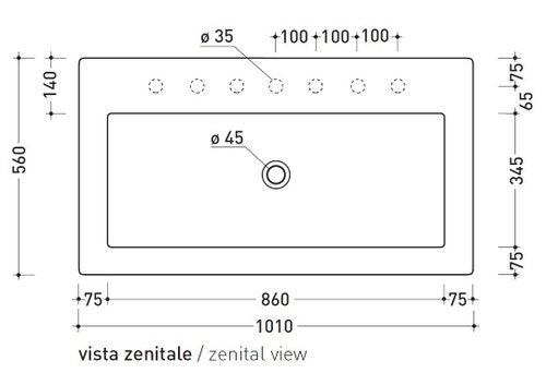 Immagine di Flaminia ACQUAGRANDE 100 lavabo da appoggio o sospeso 100 cm, colore bianco finitura lucido 5051