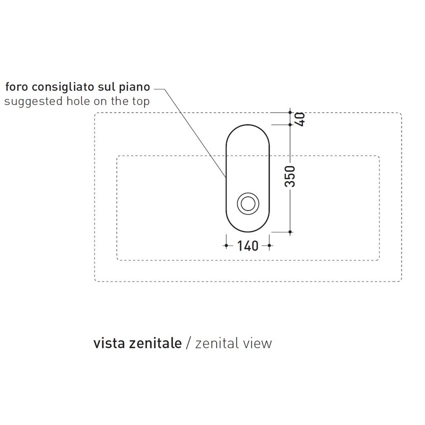 Immagine di Flaminia ACQUAGRANDE 100 lavabo da appoggio o sospeso 100 cm, colore bianco finitura lucido 5051