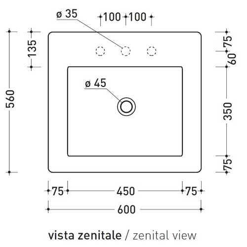Immagine di Flaminia ACQUAGRANDE 60 lavabo da appoggio o sospeso 60 cm, colore bianco finitura lucido 5052