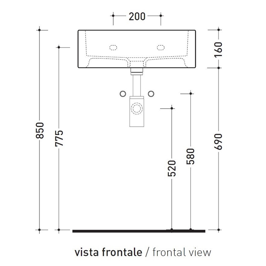 Immagine di Flaminia ACQUALIGHT lavabo da appoggio o sospeso 50 cm, colore bianco finitura lucido 5058