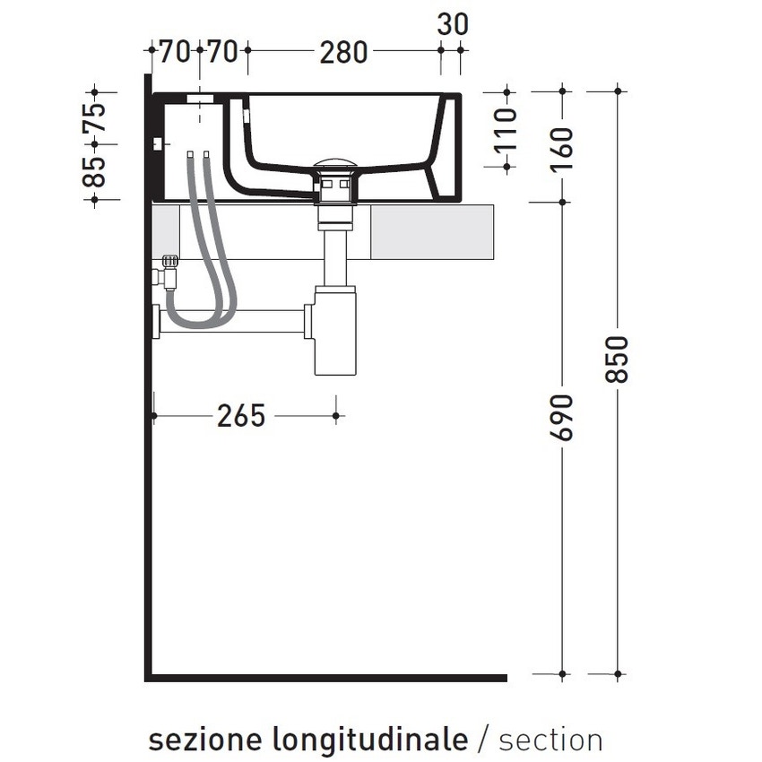 Immagine di Flaminia ACQUALIGHT lavabo da appoggio o sospeso 50 cm, colore bianco finitura lucido 5058