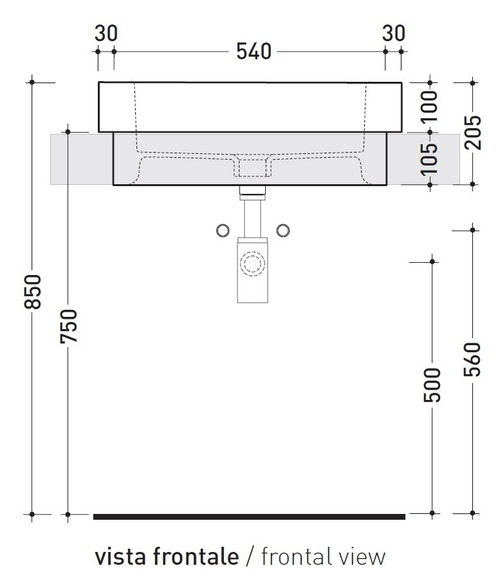 Immagine di Flaminia ACQUAGRANDE 60 lavabo da incasso 60 cm, colore bianco finitura lucido 5052/INC