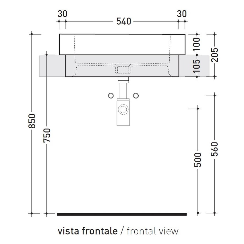 Immagine di Flaminia ACQUAGRANDE 60 lavabo da incasso 60 cm, colore bianco finitura lucido 5052/INC