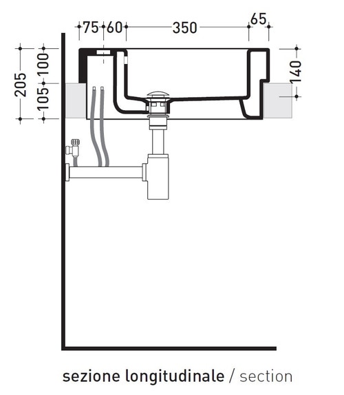 Immagine di Flaminia ACQUAGRANDE 60 lavabo da incasso 60 cm, colore bianco finitura lucido 5052/INC