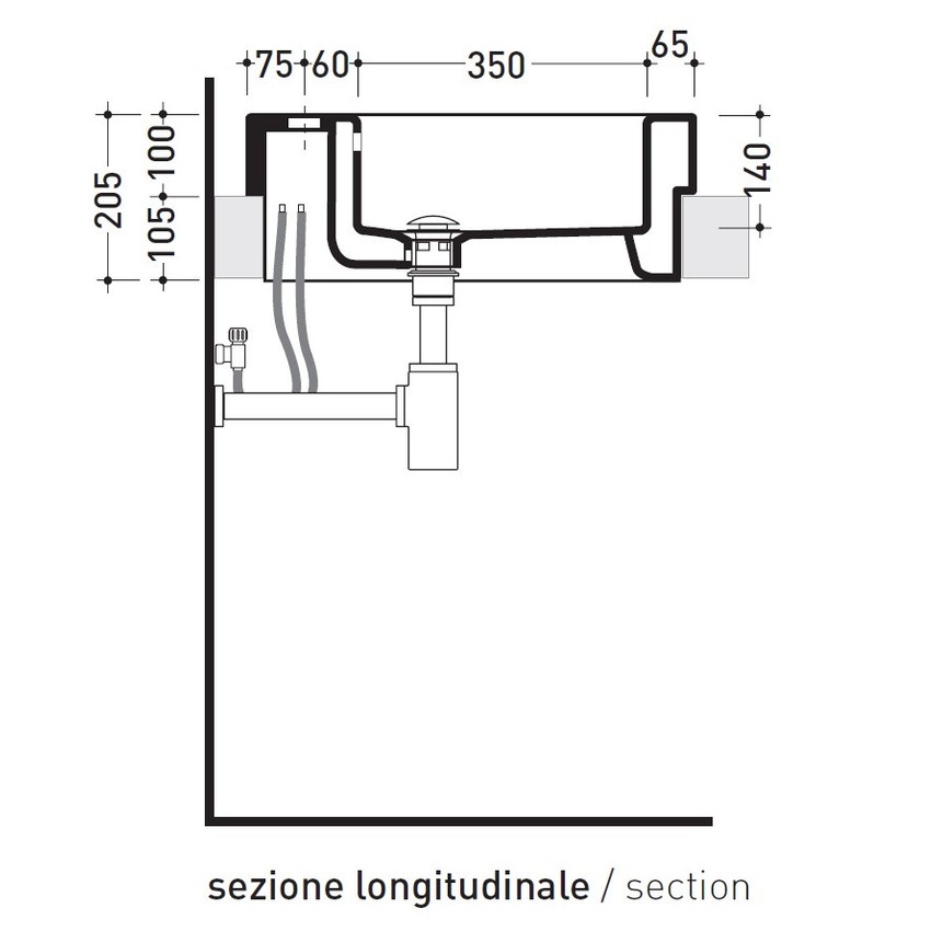 Immagine di Flaminia ACQUAGRANDE 60 lavabo da incasso 60 cm, colore bianco finitura lucido 5052/INC