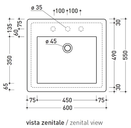 Immagine di Flaminia ACQUAGRANDE 60 lavabo da incasso 60 cm, colore bianco finitura lucido 5052/INC
