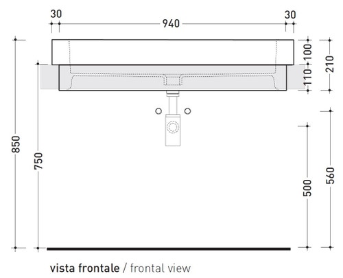 Immagine di Flaminia ACQUAGRANDE 100 lavabo da incasso 100 cm, colore bianco finitura lucido 5051/INC