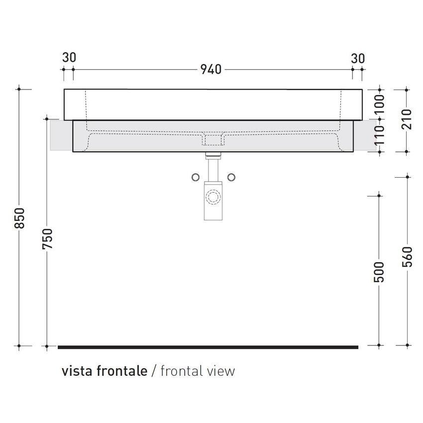 Immagine di Flaminia ACQUAGRANDE 100 lavabo da incasso 100 cm, colore bianco finitura lucido 5051/INC