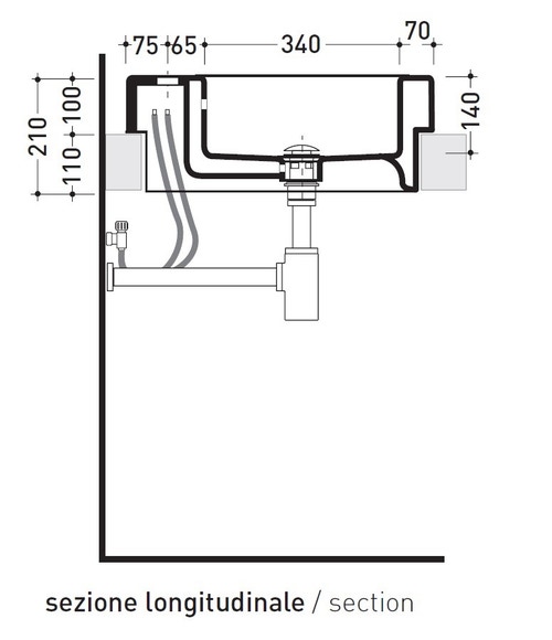 Immagine di Flaminia ACQUAGRANDE 100 lavabo da incasso 100 cm, colore bianco finitura lucido 5051/INC