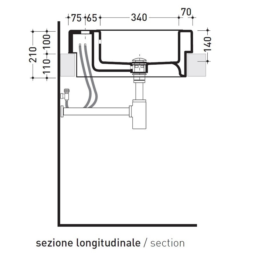 Immagine di Flaminia ACQUAGRANDE 100 lavabo da incasso 100 cm, colore bianco finitura lucido 5051/INC