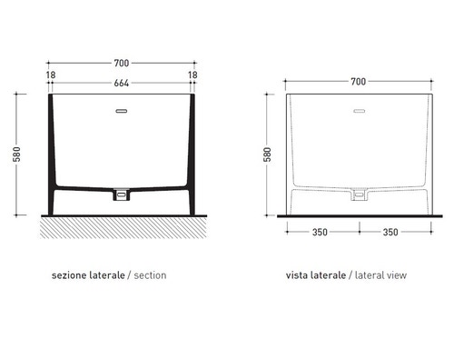 Immagine di Flaminia WASH 150  BICOLOR vasca 150 cm in pietraluce, freestanding, interno colore bianco finitura lucido, esterno colore nero finitura lucido MW150BNB