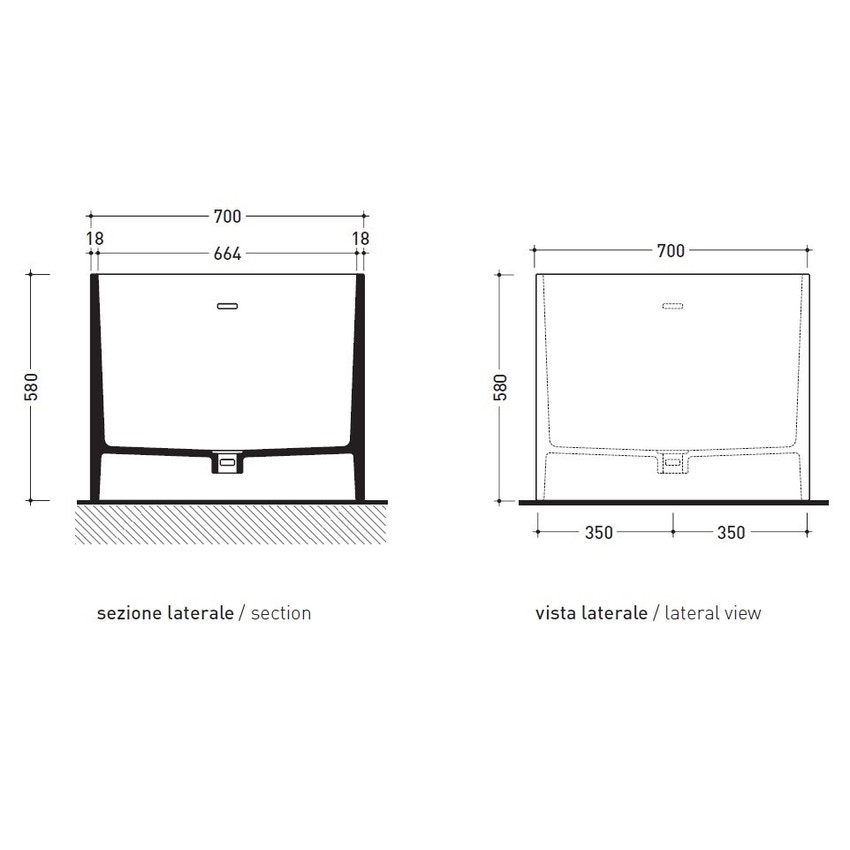 Immagine di Flaminia WASH 150  BICOLOR vasca 150 cm in pietraluce, freestanding, interno colore bianco finitura lucido, esterno colore nero finitura lucido MW150BNB