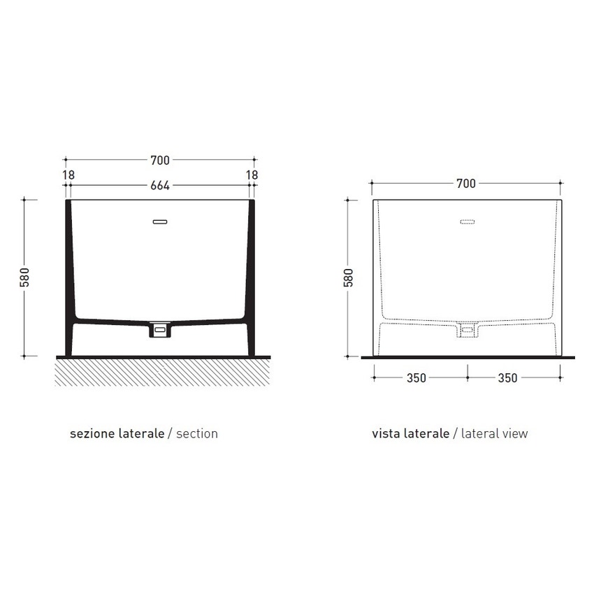 Immagine di Flaminia WASH 170 vasca 170 cm in pietraluce, freestanding, colore bianco finitura lucido MW170