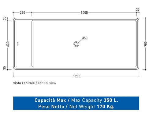 Immagine di Flaminia WASH 170 vasca 170 cm in pietraluce, freestanding, colore bianco finitura lucido MW170