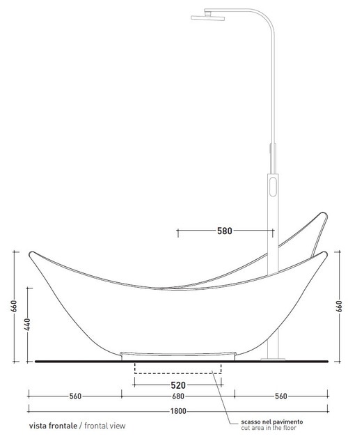 Immagine di Flaminia LEGGERA vasca da appoggio 210 cm, in pietraluce, senza troppopieno, colore bianco finitura lucido LG210B