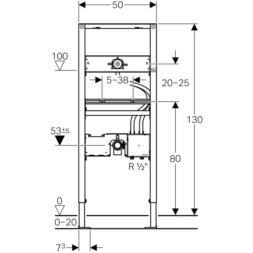 Immagine di Geberit DUOFIX modulo per lavabo 130 cm rubinetteria a parete con scatola funzionale da incasso 111.560.00.1