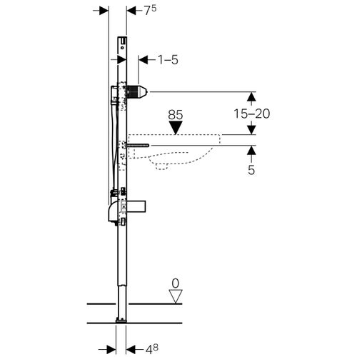 Immagine di Geberit DUOFIX modulo per lavabo 130 cm rubinetteria a parete con scatola funzionale da incasso 111.560.00.1