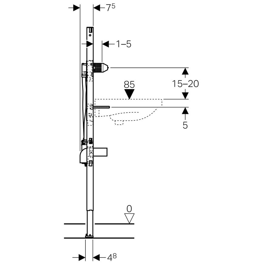Immagine di Geberit DUOFIX modulo per lavabo 130 cm rubinetteria a parete con scatola funzionale da incasso 111.560.00.1