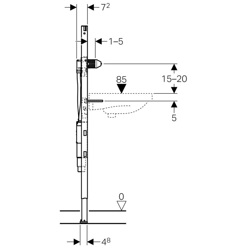 Immagine di Geberit DUOFIX modulo per lavabo 130 cm rubinetteria a parete con scatola funzionale da incasso con sifone da incasso 111.562.00.1