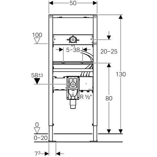Immagine di Geberit DUOFIX modulo per lavabo 130 cm rubinetteria a parete con scatola funzionale da incasso con sifone da incasso 111.562.00.1