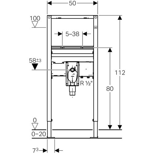 Immagine di Geberit DUOFIX modulo per lavabo 112 cm rubinetteria a pianale con scatola funzionale da incasso con sifone da incasso 111.563.00.1