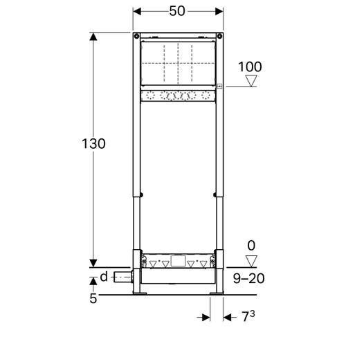 Immagine di Geberit DUOFIX modulo per doccia 130 cm con scarico a parete rubinetteria a parete da incasso per altezza del massetto 90–200 mm a filo dell'imbuto di scarico 111.580.00.1